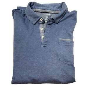Tahari Polo Shirt Short Sleeve Collar Pocket Blue 3 Button Golf Casual‎ Men XL